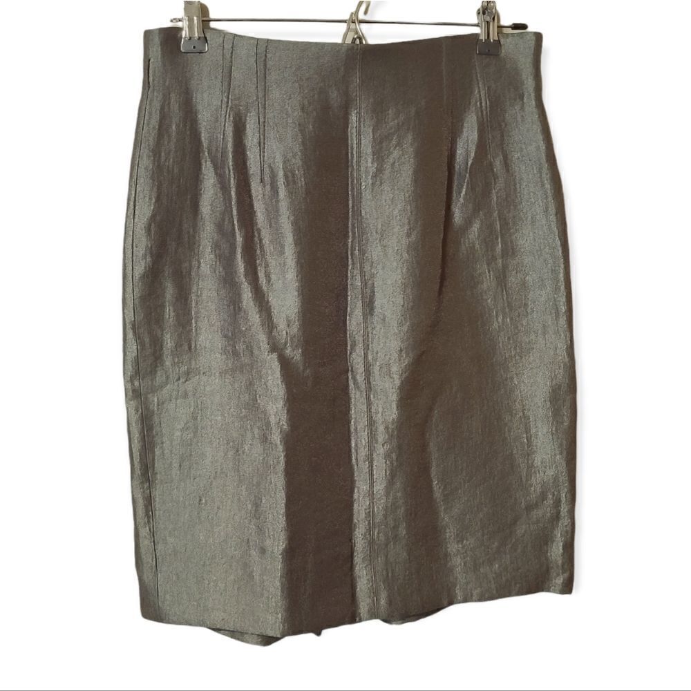 Ann Taylor Green Metallic Pencil Skirt Size 4